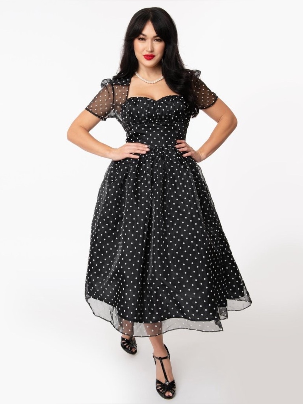 Unique Vintage Libby polka dot dress